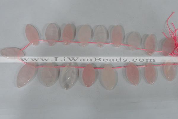 CTD47 Top drilled 12*23mm – 18*50mm marquise rose quartz beads