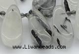 CTD483 Top drilled 10*22mm - 15*45mm freeform black rutilated quartz beads