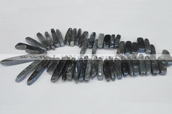 CTD530 Top drilled 10*25mm - 10*60mm wand plated agate beads