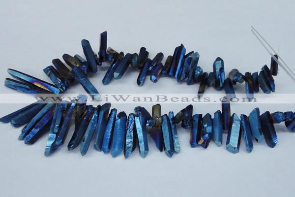 CTD553 Top drilled 8*25mm - 8*40mm wand plated quartz beads