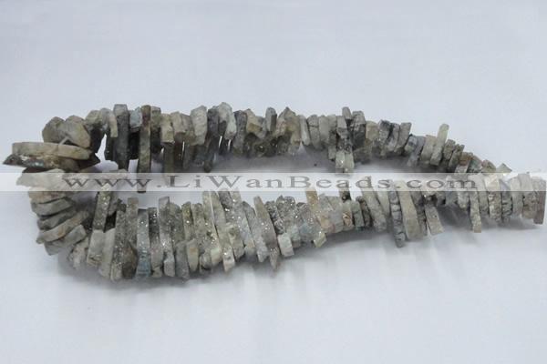 CTD556 Top drilled 6*15mm - 10*40mm wand plated agate beads