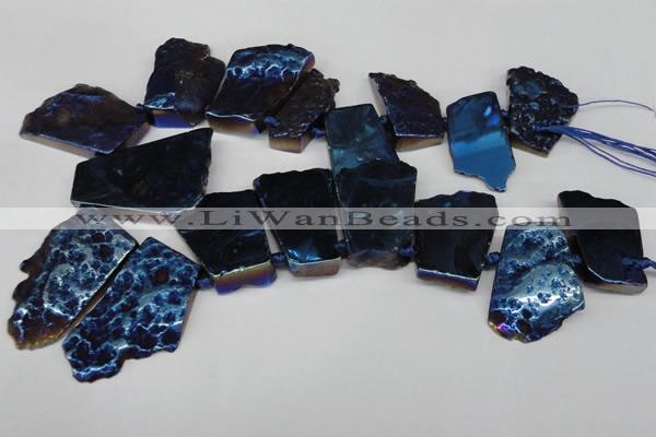 CTD579 Top drilled 20*30mm - 30*50mm freeform plated agate beads