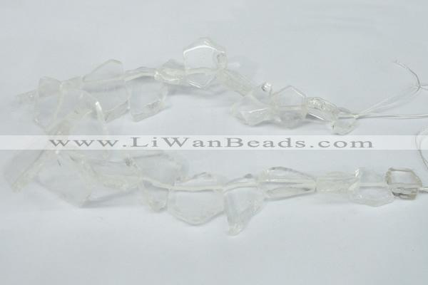 CTD628 Top drilled 15*20mm - 30*40mm freeform white crystal beads