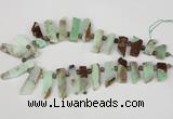 CTD640 Top drilled 10*25mm - 12*45mm wand australia chrysoprase beads