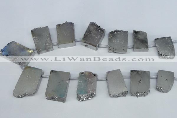 CTD652 Top drilled 15*25mm - 25*40mm freeform plated quartz beads