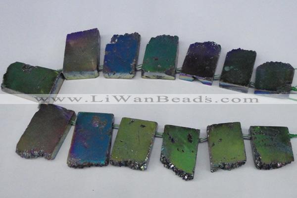 CTD654 Top drilled 15*25mm - 25*40mm freeform plated quartz beads