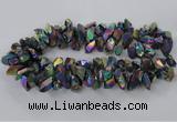 CTD777 Top drilled 10*16mm - 12*20mm nuggets plated quartz beads