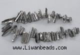 CTD783 Top drilled 8*18mm - 8*35mm nuggets plated quartz beads