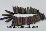 CTD834 15.5 inches 6*30mm - 8*65mm sticks plated agate beads