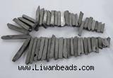 CTD835 Top drilled 6*25mm - 8*55mm sticks plated agate beads