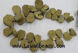 CTD901 Top drilled 15*20mm - 20*30mm freeform plated quartz beads