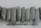 CTD910 Top drilled 5*15mm - 6*25mm wand plated quartz beads