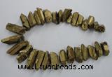 CTD924 Top drilled 15*20mm - 18*38mm wand plated quartz beads