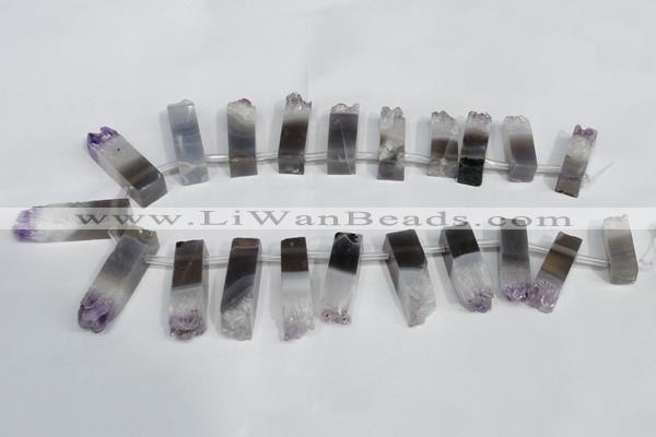 CTD940 Top drilled 8*25mm - 10*40mm sticks druzy amethyst beads