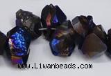 CTD948 Top drilled 8*10mm - 18*25mm faceted nuggets plated amethyst beads