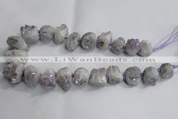 CTD989 Top drilled 15*20mm - 20*25mm nuggets plated druzy amethyst beads