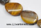 CTE05 15*30mm twisted flat oval yellow tiger eye beads wholesale