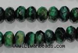 CTE1022 15.5 inches 6*10mm faceted rondelle dyed green tiger eye beads