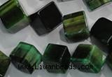 CTE1038 15.5 inches 11*11mm cube dyed green tiger eye beads