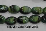 CTE1048 15.5 inches 10*14mm oval dyed green tiger eye beads