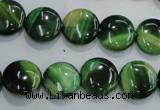 CTE1062 15.5 inches 12mm flat round dyed green tiger eye beads