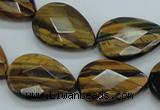 CTE111 15.5 inches 16*22mm faceted & flat teardrop yellow tiger eye beads