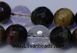 CTE1133 15 inches 10mm faceted round mixed tiger eye & white crystal beads