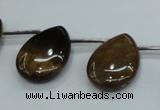 CTE126 18*25mm top-drilled flat teardrop yellow tiger eye beads wholesale