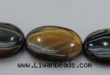 CTE1364 15.5 inches 15*20mm oval yellow & blue tiger eye beads