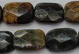 CTE1388 15.5 inches 15*20mm faceted rectangle yellow & blue tiger eye beads