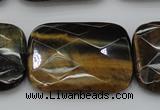 CTE1392 15.5 inches 30*40mm faceted rectangle yellow & blue tiger eye beads