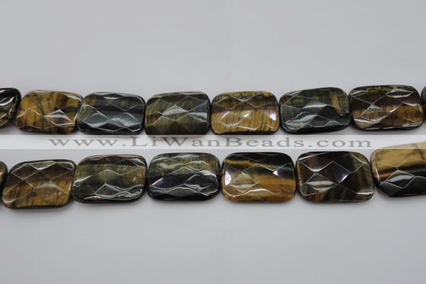 CTE1392 15.5 inches 30*40mm faceted rectangle yellow & blue tiger eye beads