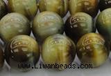 CTE1446 15.5 inches 16mm round golden & blue tiger eye beads