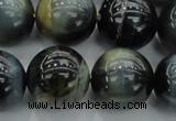 CTE1455 15.5 inches 14mm round golden & blue tiger eye beads