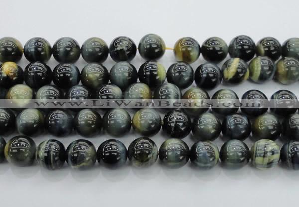 CTE1458 15.5 inches 20mm round golden & blue tiger eye beads