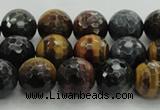 CTE1473 15.5 inches 10mm faceted round mixed tiger eye beads