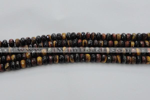 CTE1482 15.5 inches 6*10mm faceted rondelle mixed tiger eye beads