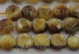 CTE1535 15.5 inches 8mm faceted coin golden tiger eye beads