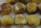 CTE1539 15.5 inches 16mm faceted coin golden tiger eye beads