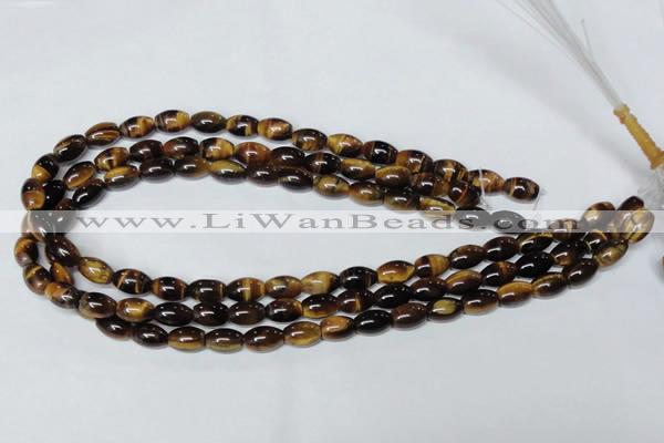 CTE157 15.5 inches 6*8mm rice yellow tiger eye gemstone beads