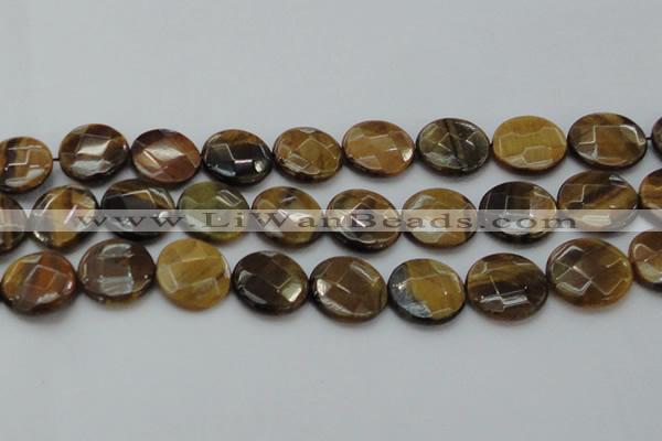 CTE1729 15.5 inches 20mm faceted coin yellow tiger eye beads