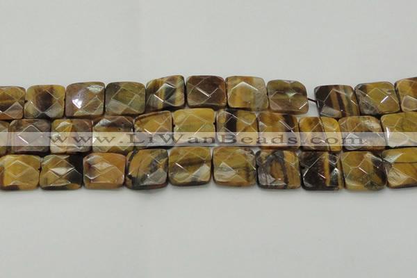 CTE1736 15.5 inches 20*20mm faceted square yellow tiger eye beads