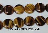 CTE175 15.5 inches 10mm flat round yellow tiger eye gemstone beads