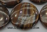 CTE1750 15.5 inches 30mm flat round iron tiger eye beads