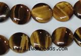 CTE177 15.5 inches 14mm flat round yellow tiger eye gemstone beads