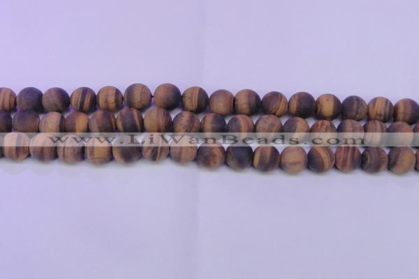 CTE1770 15.5 inches 4mm round matte yellow tiger eye beads