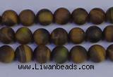 CTE1810 15.5 inches 4mm round matte yellow iron tiger beads