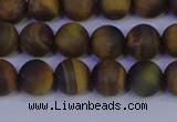 CTE1812 15.5 inches 8mm round matte yellow iron tiger beads