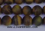 CTE1813 15.5 inches 10mm round matte yellow iron tiger beads