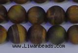 CTE1814 15.5 inches 12mm round matte yellow iron tiger beads